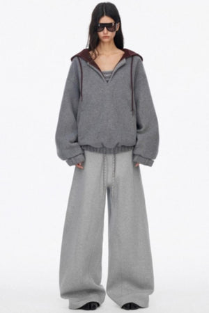 Loose Wool V-Neck Knit Sweatshirt