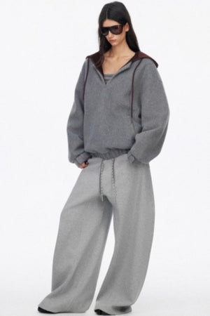 Loose Wool V-Neck Knit Sweatshirt