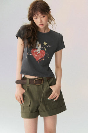 Love Cupid Short Sleeve Blouse