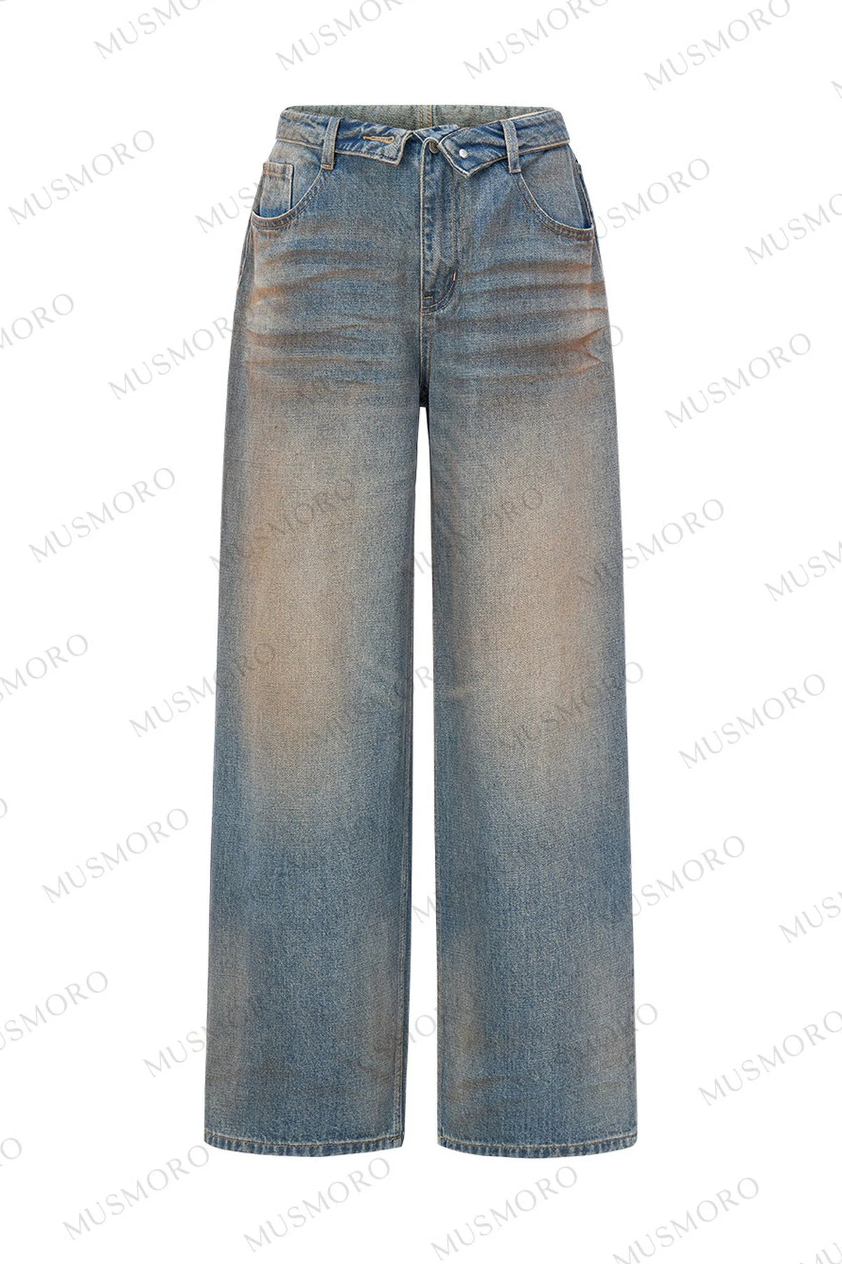 Low-Rise Complex Denim Pants