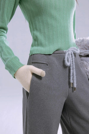 Low-Rise Straight Velvet Warm Pants