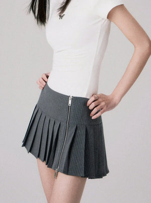 Low-Rise Striped A-Line Skirt