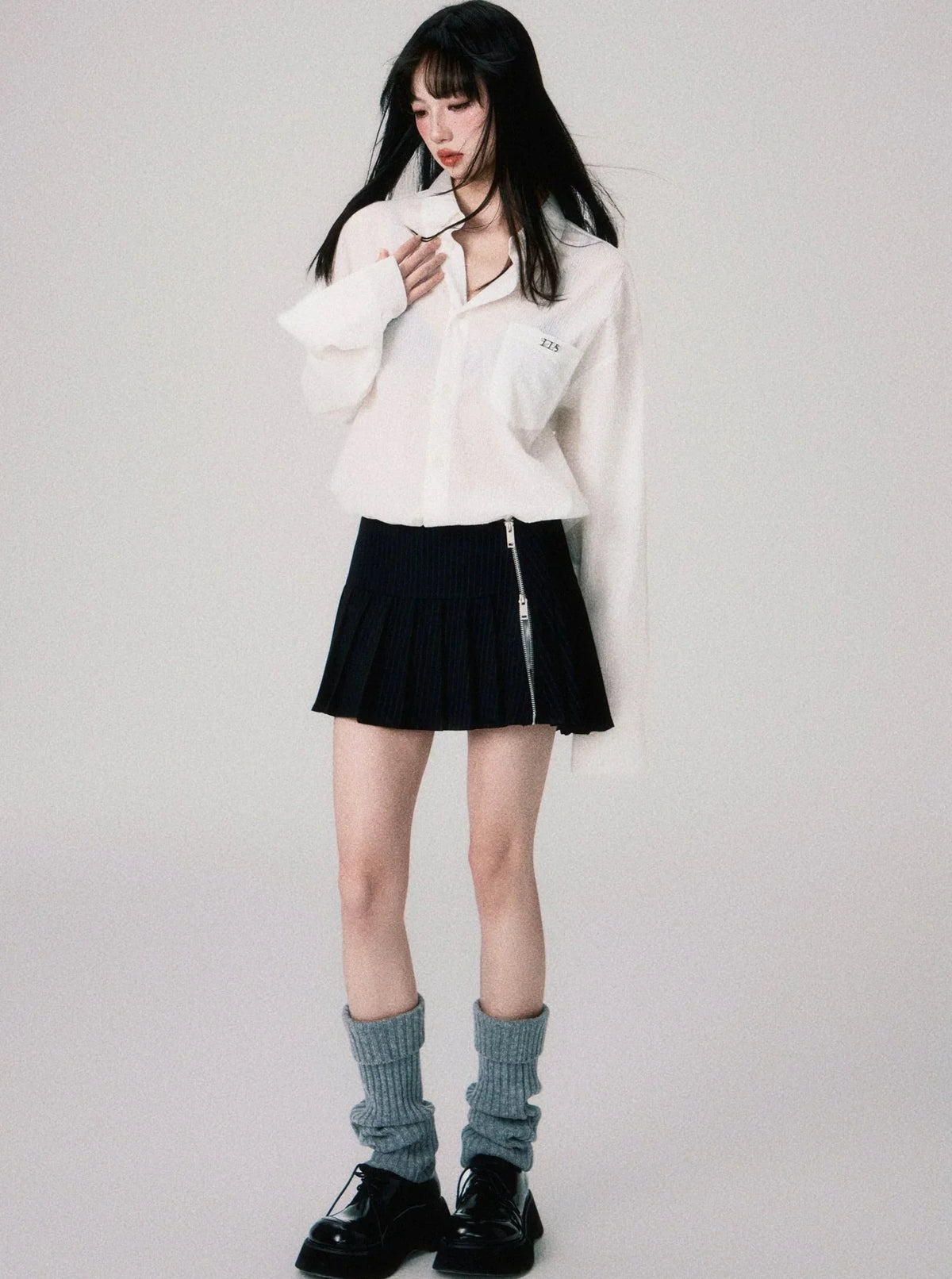 Low-Rise Striped A-Line Skirt