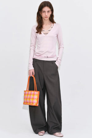 Low-Saturation Striped Layered Top