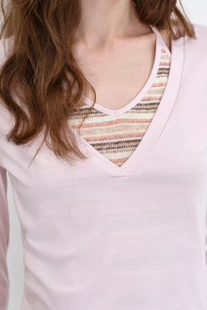 Low-Saturation Striped Layered Top