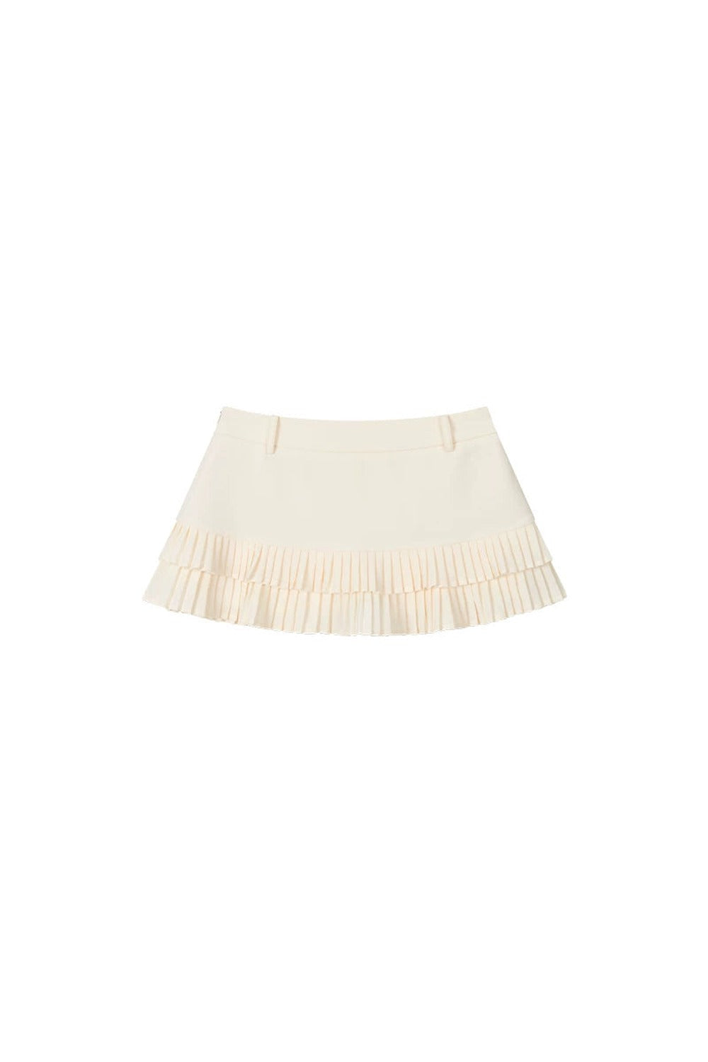 Low-Waist Acetate Pleated Tiered A-Line Skirt