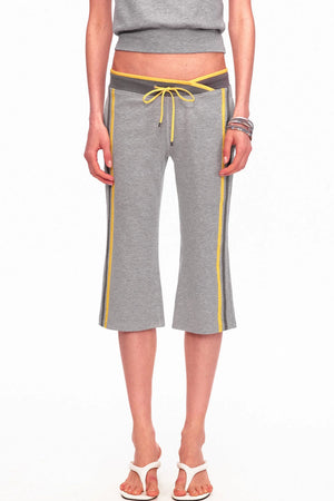 Low-Waist Color-Block Drawstring Knit Capri Pants