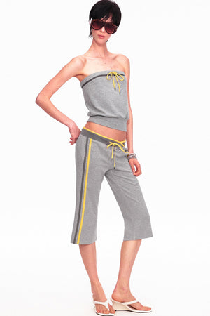 Low-Waist Color-Block Drawstring Knit Capri Pants