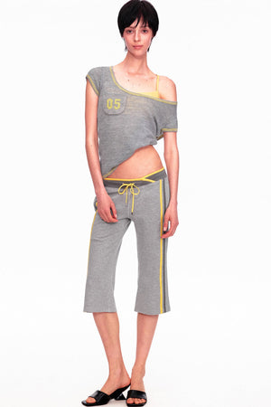 Low-Waist Color-Block Drawstring Knit Capri Pants