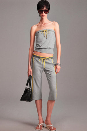 Low-Waist Color-Block Drawstring Knit Capri Pants