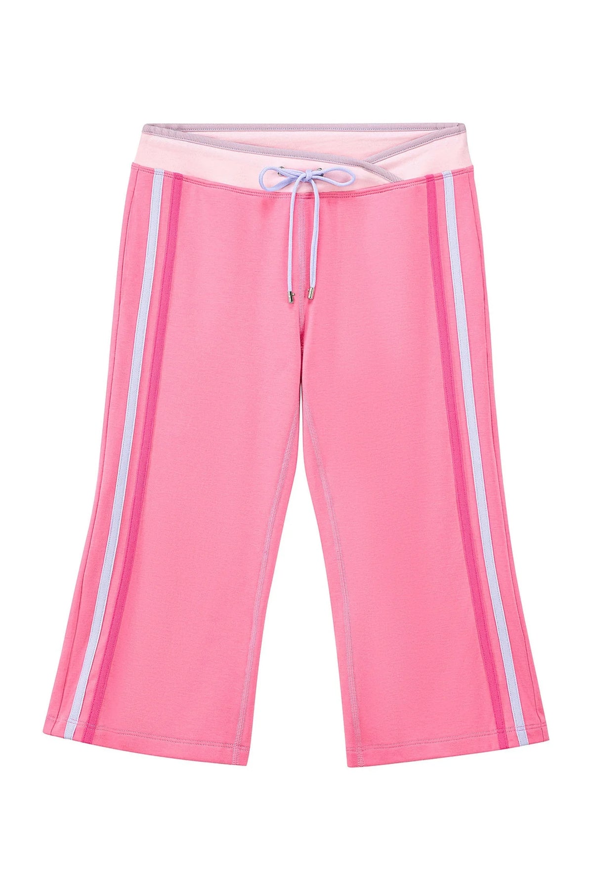 Low-Waist Color-Block Drawstring Knit Capri Pants