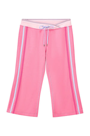 Low-Waist Color-Block Drawstring Knit Capri Pants