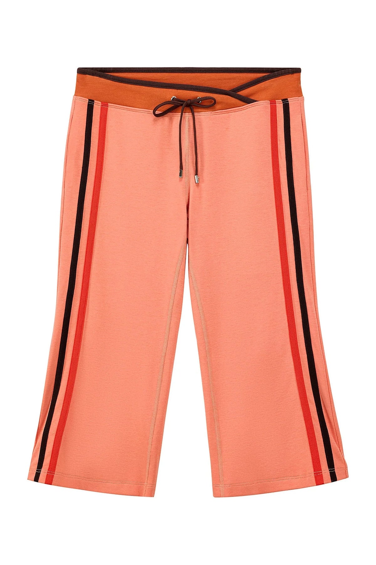 Low-Waist Color-Block Drawstring Knit Capri Pants