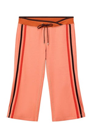 Low-Waist Color-Block Drawstring Knit Capri Pants