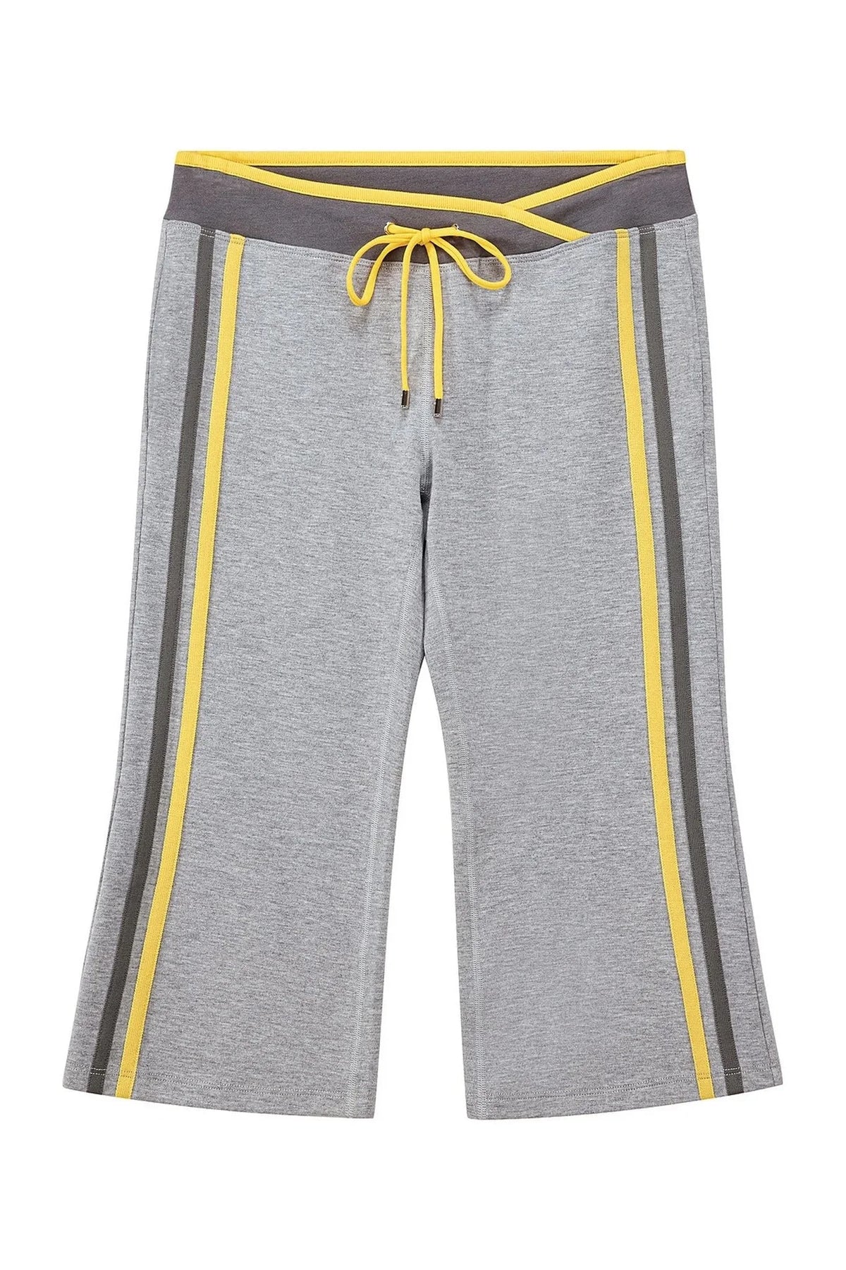 Low-Waist Color-Block Drawstring Knit Capri Pants