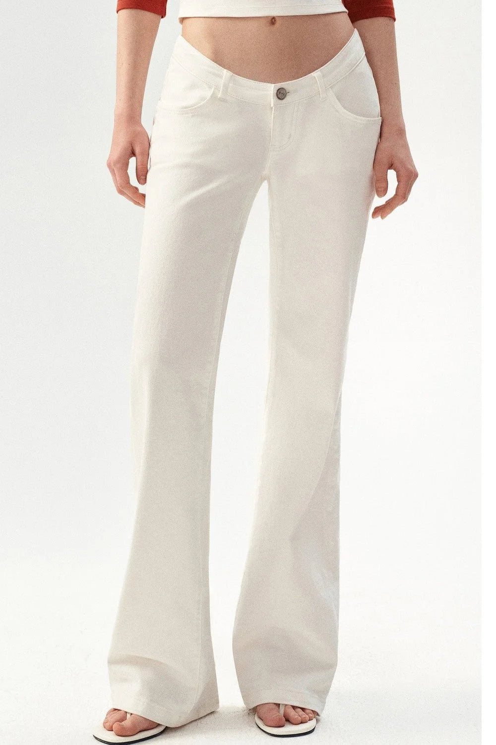 Low Waist Flare Cotton Pants