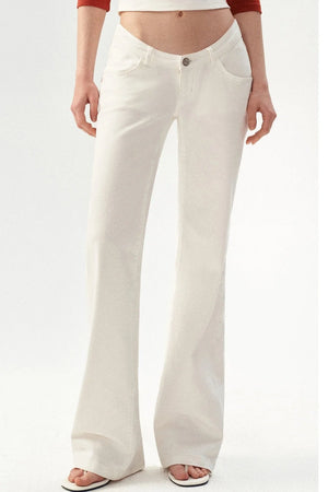 Low Waist Flare Cotton Pants