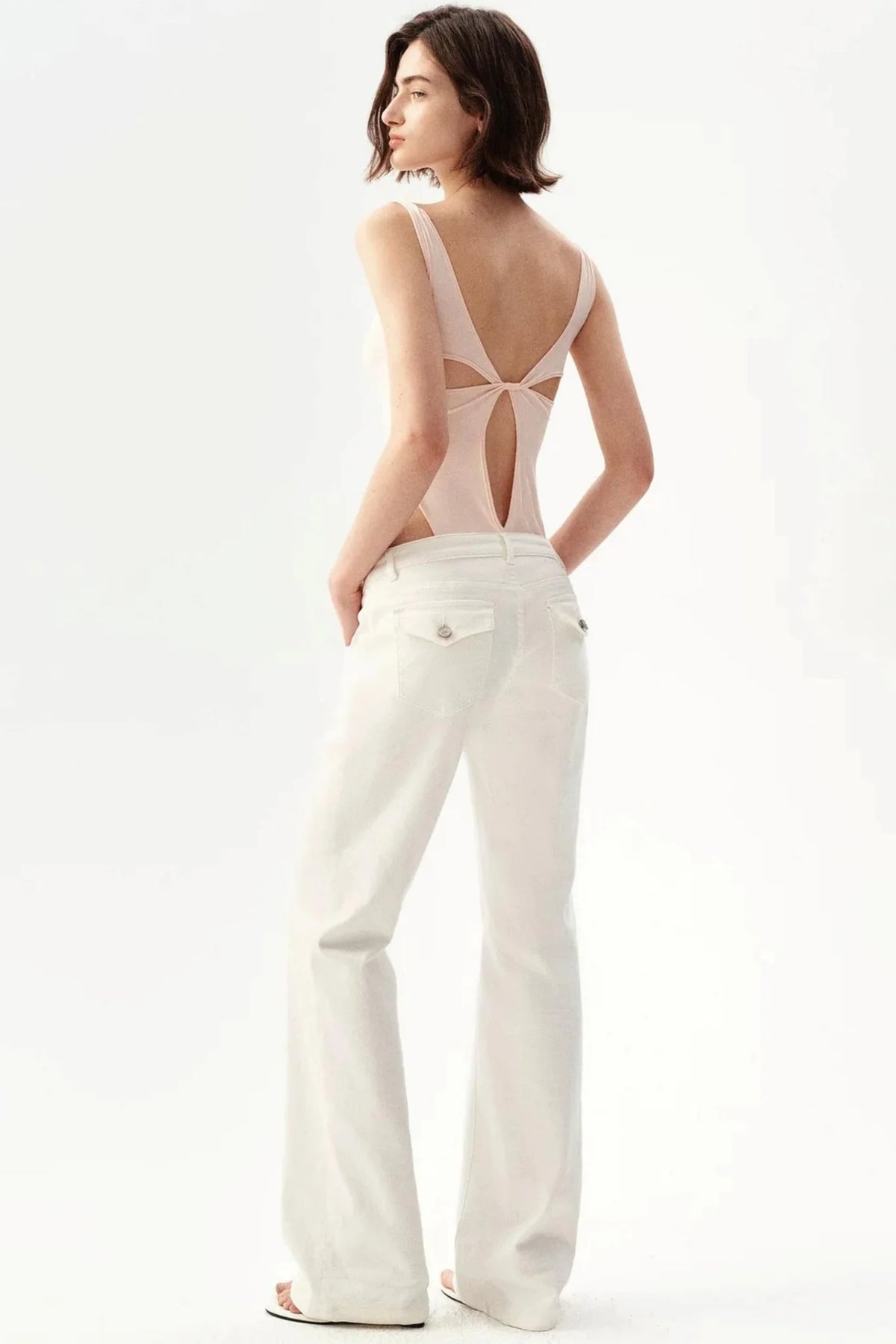Low Waist Flare Cotton Pants