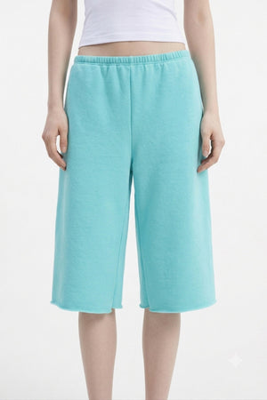 Low-Waist Frayed Straight-Leg Terry Sweatpants
