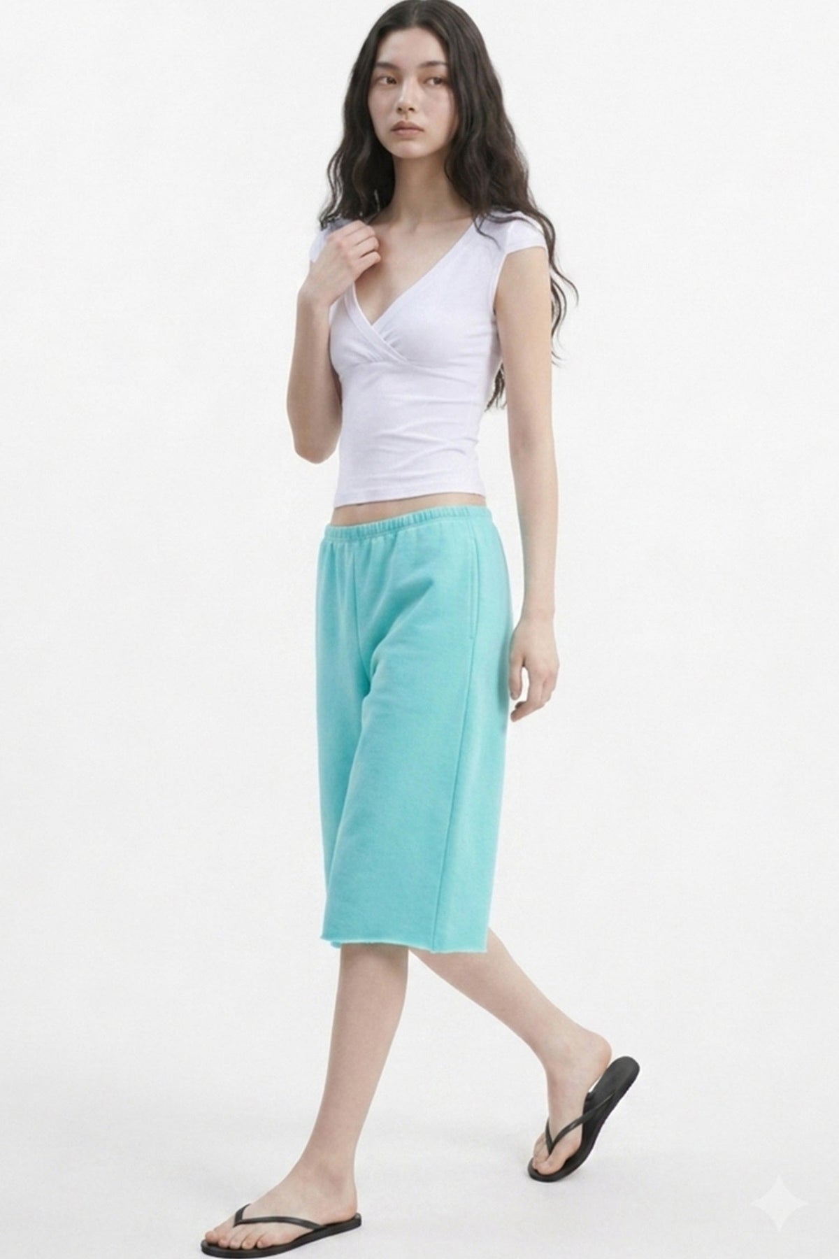 Low-Waist Frayed Straight-Leg Terry Sweatpants
