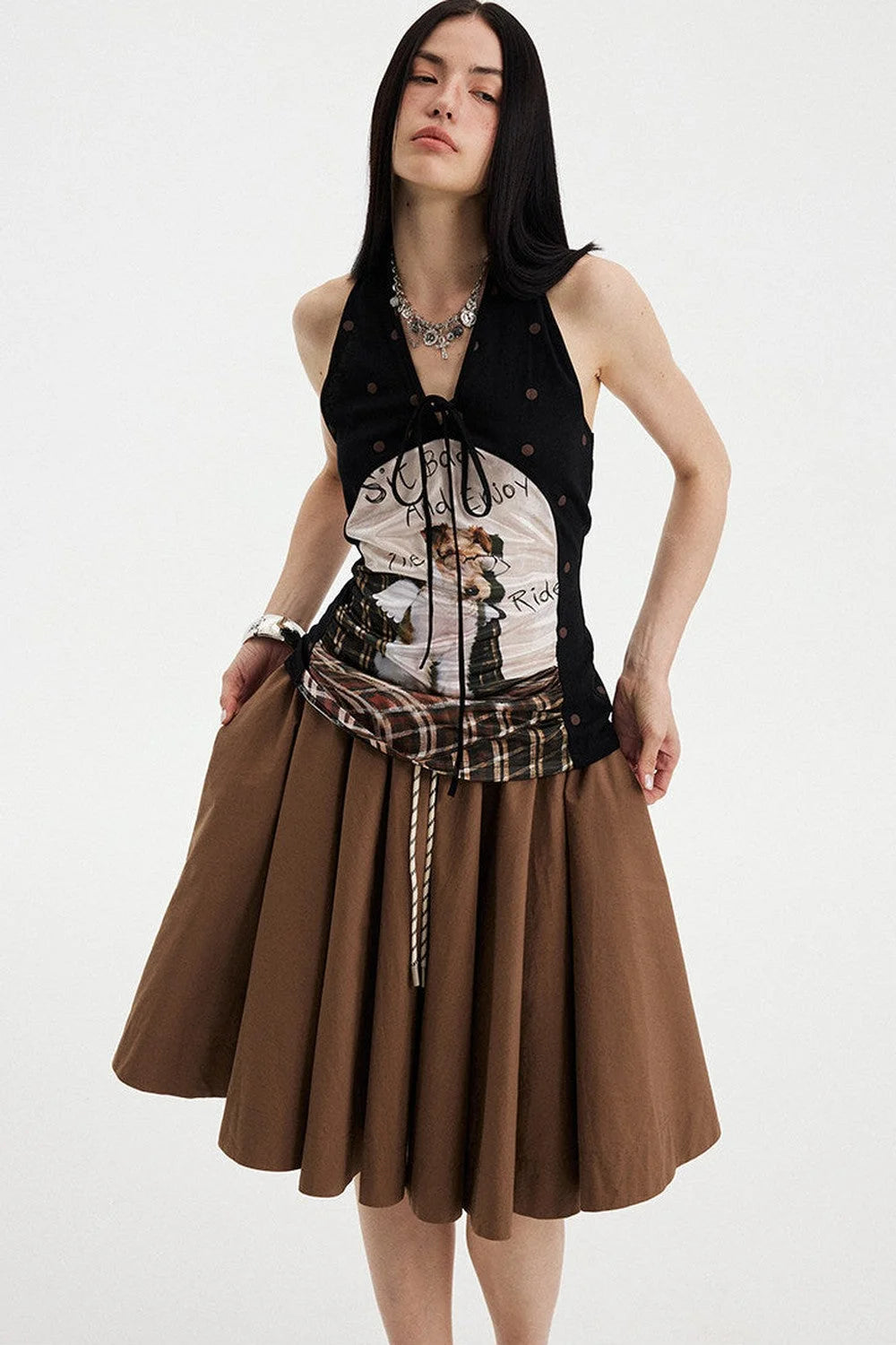 Low Waist Solid A-Line Skirt
