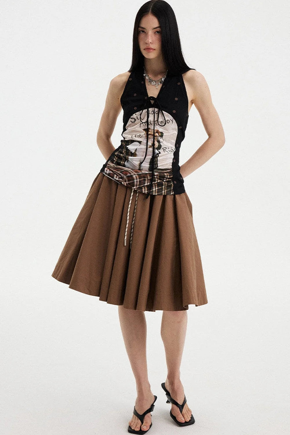 Low Waist Solid A-Line Skirt