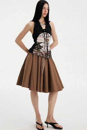 Low Waist Solid A-Line Skirt