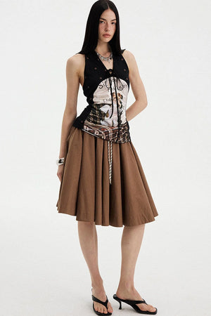 Low Waist Solid A-Line Skirt