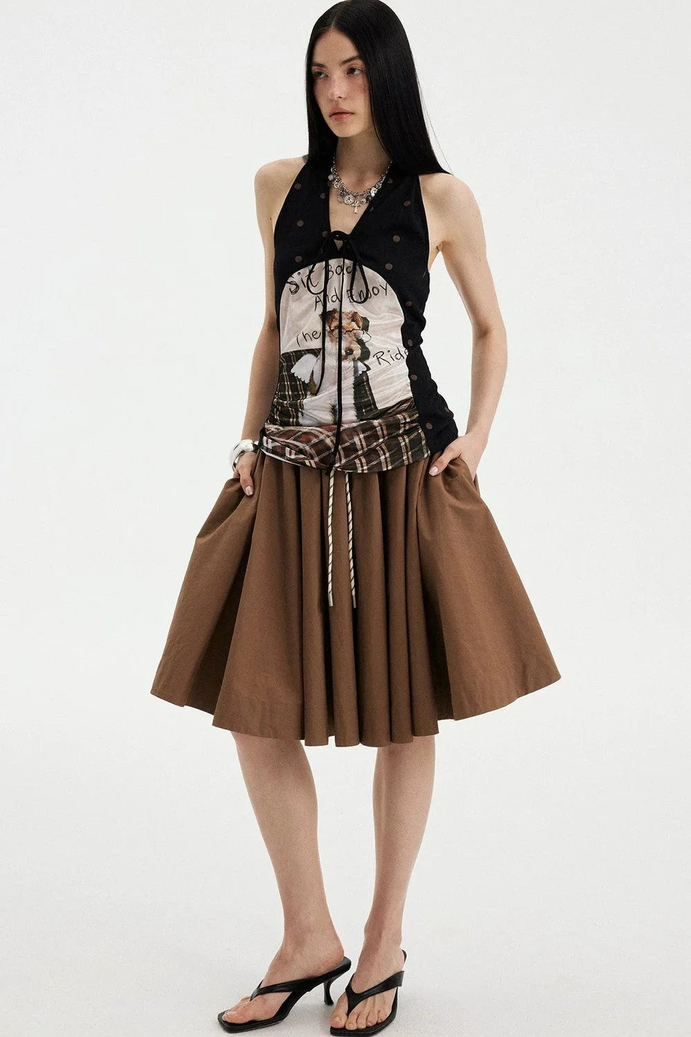 Low Waist Solid A-Line Skirt