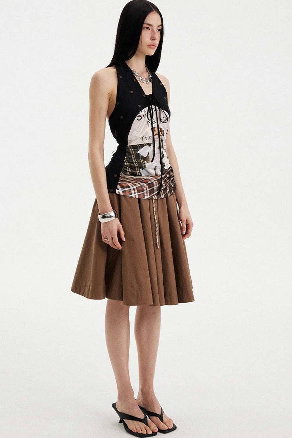 Low Waist Solid A-Line Skirt