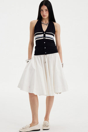 Low Waist Solid A-Line Skirt