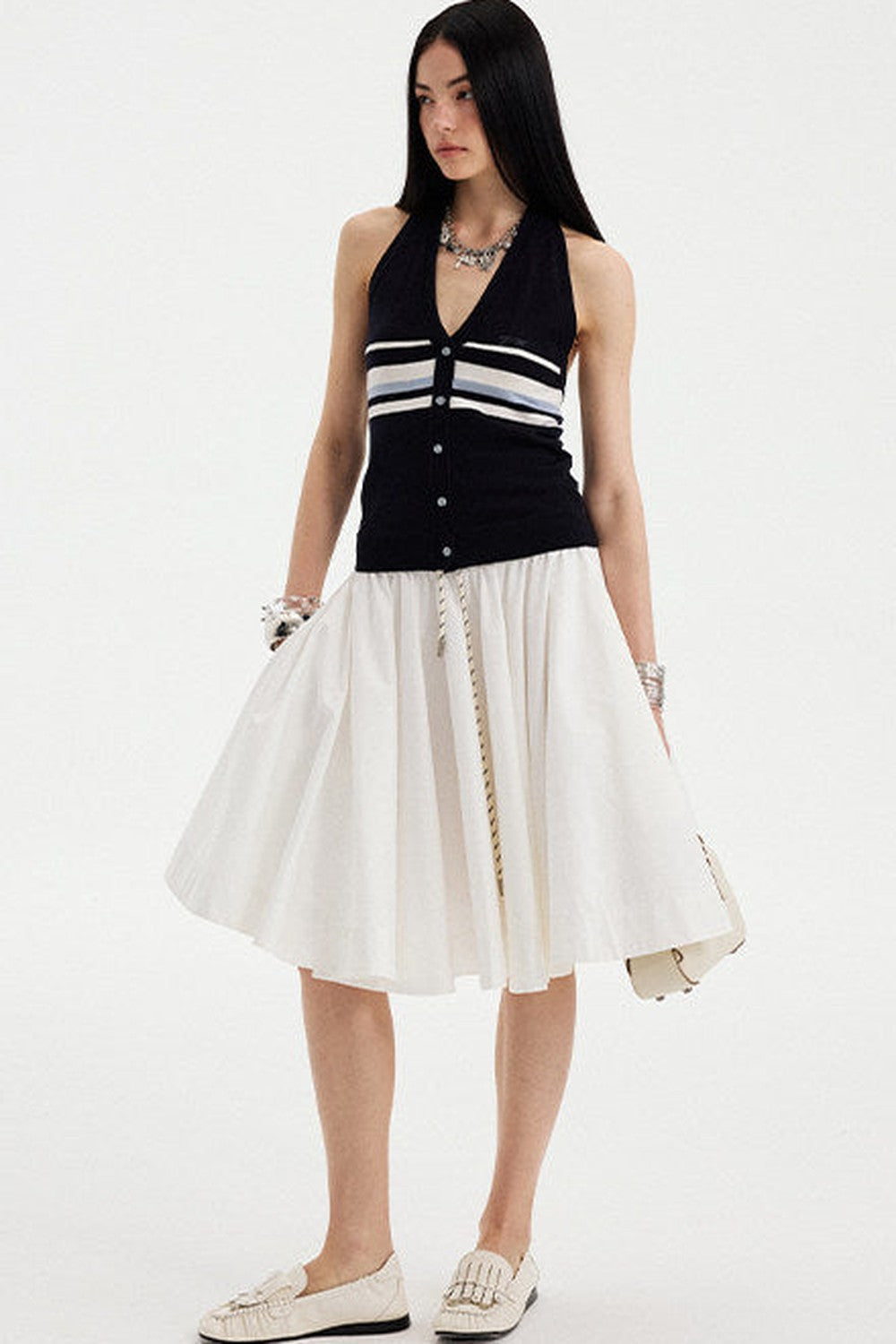 Low Waist Solid A-Line Skirt