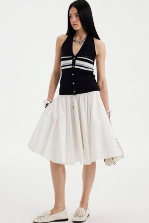 Low Waist Solid A-Line Skirt