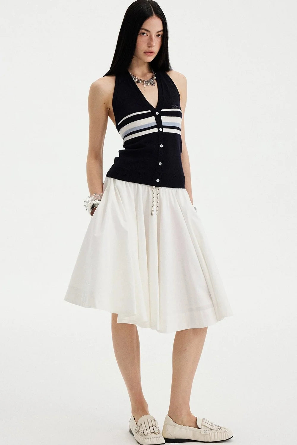 Low Waist Solid A-Line Skirt