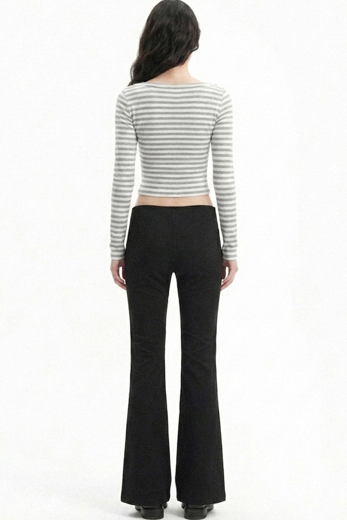 Low-Waist Waistless Buttoned Flared Pants