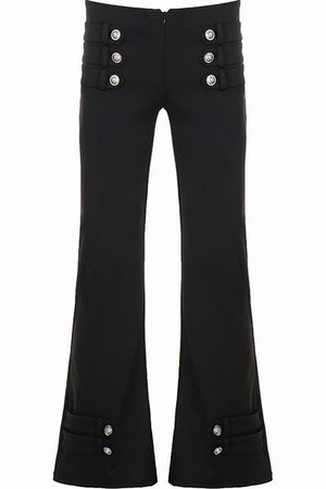 Low-Waist Waistless Buttoned Flared Pants