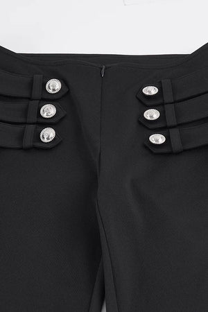 Low-Waist Waistless Buttoned Flared Pants
