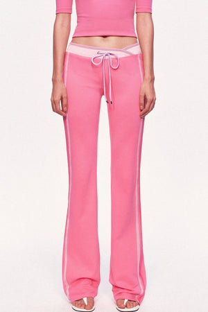 Low-Waisted Drawstring Double Waistband Straight Pants
