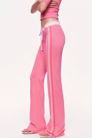 Low-Waisted Drawstring Double Waistband Straight Pants