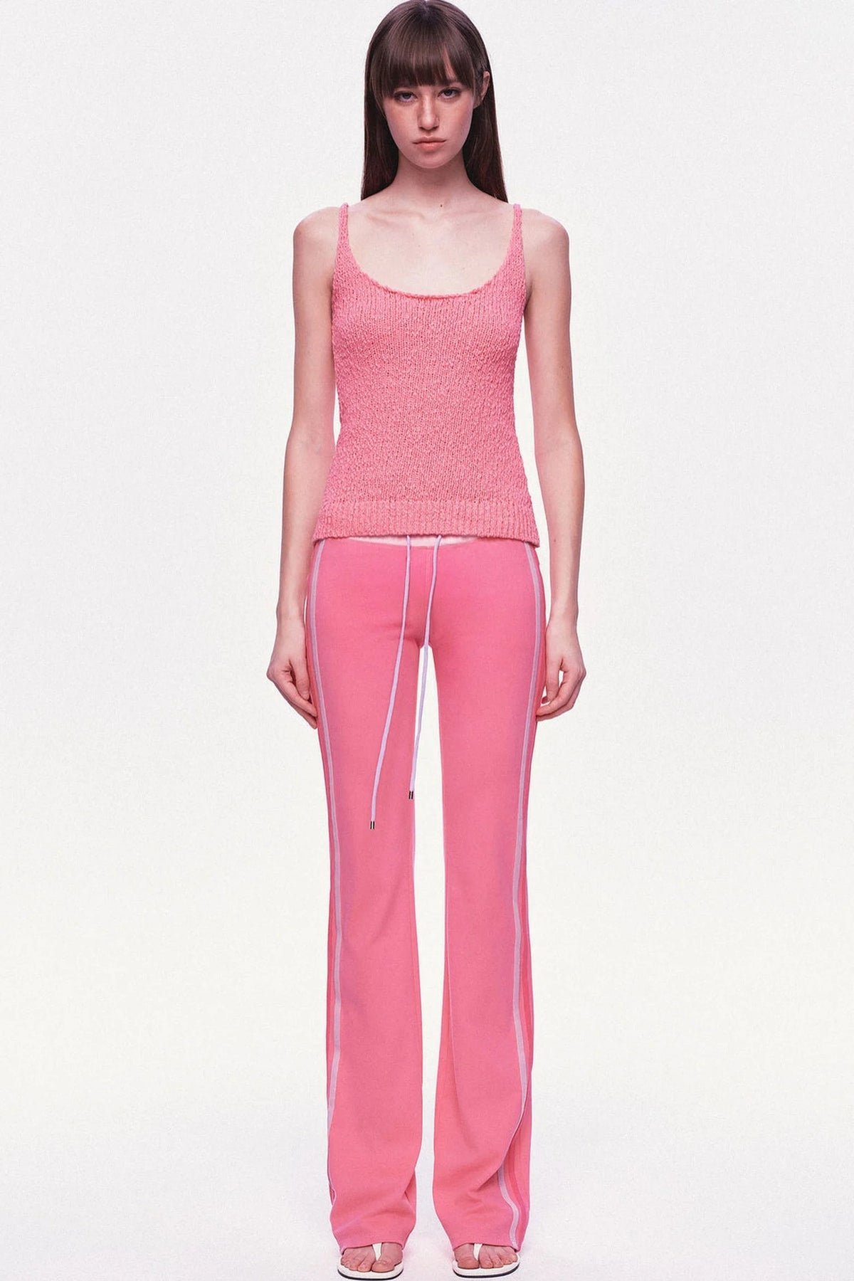 Low-Waisted Drawstring Double Waistband Straight Pants