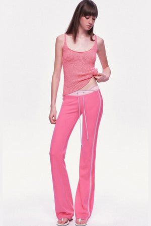 Low-Waisted Drawstring Double Waistband Straight Pants