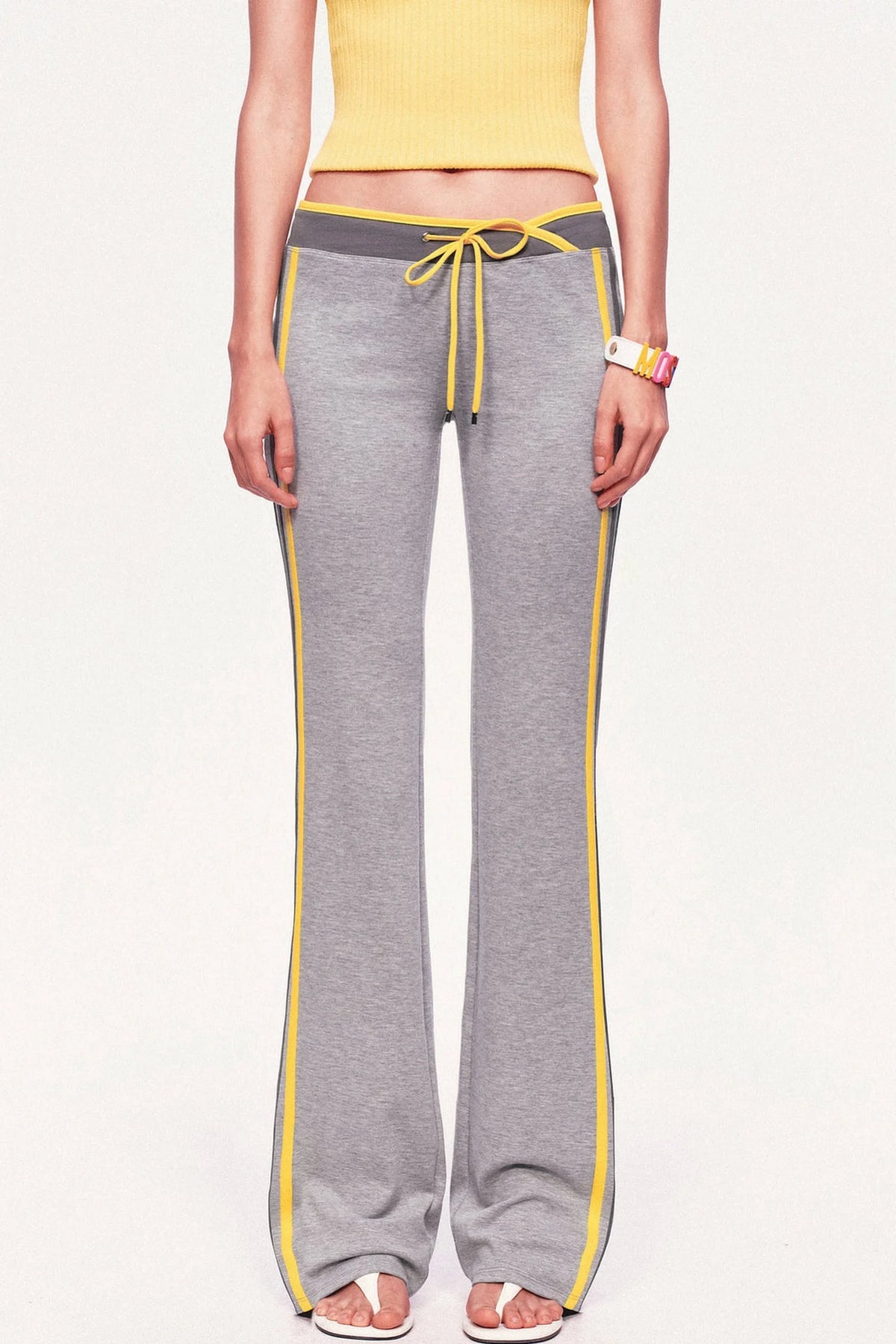 Low-Waisted Drawstring Double Waistband Straight Pants