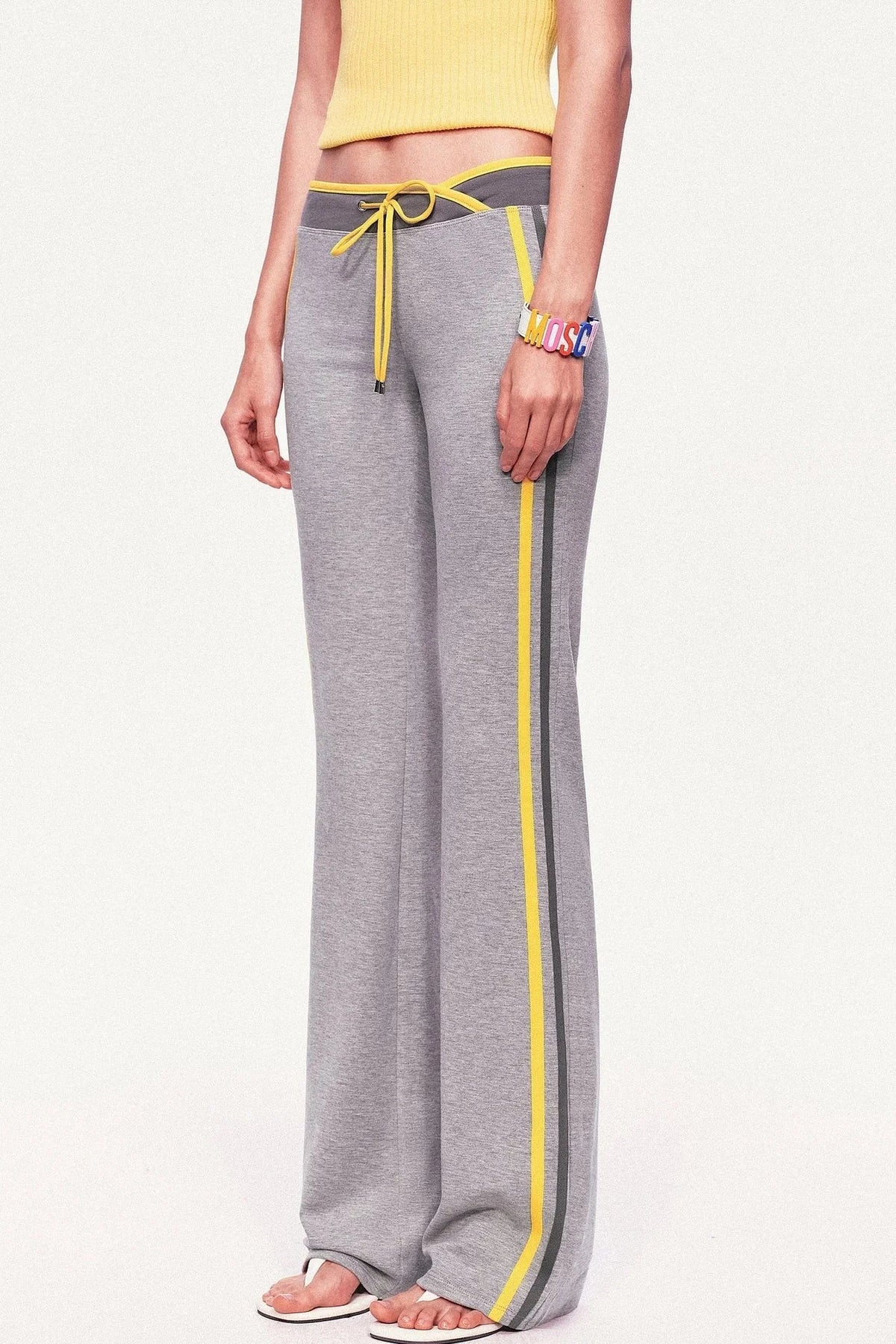 Low-Waisted Drawstring Double Waistband Straight Pants
