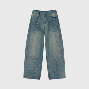 Luxe Rhinestone Wide-Leg Jeans