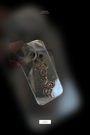 Pinterest Pin for Luxury Gold Foil Snake iPhone Case - Handmade Creative Protective Cover iPhone 16 / Gold Foil Titanium Snake