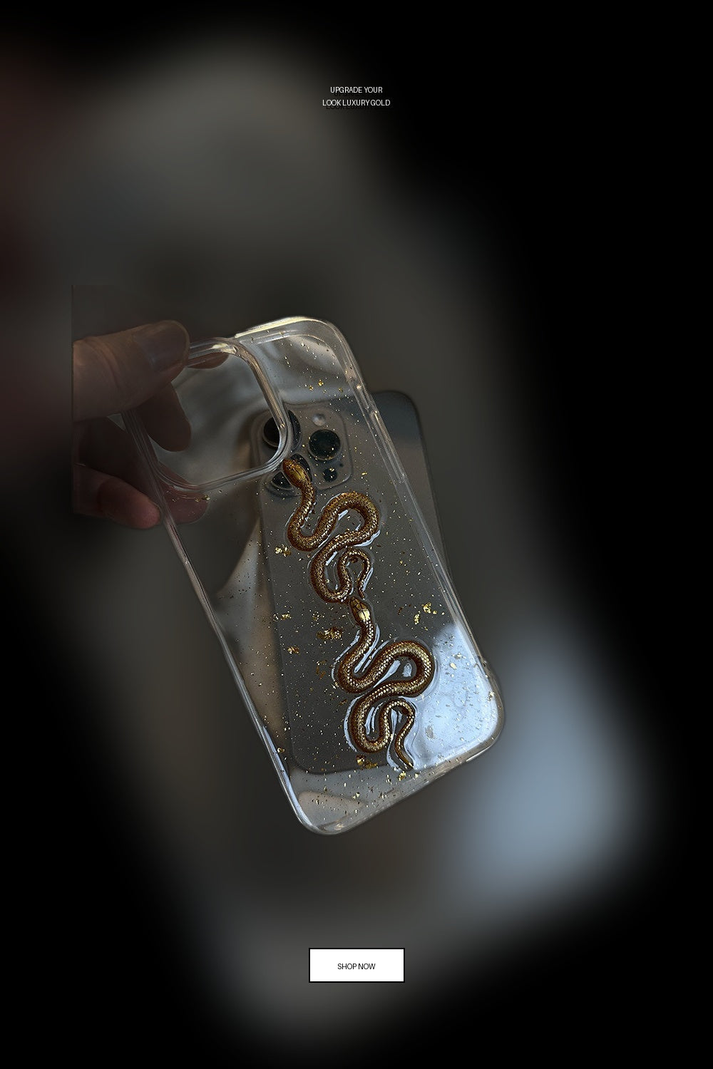 Pinterest Pin for Luxury Gold Foil Snake iPhone Case - Handmade Creative Protective Cover iPhone 16 / Gold Foil Titanium Snake