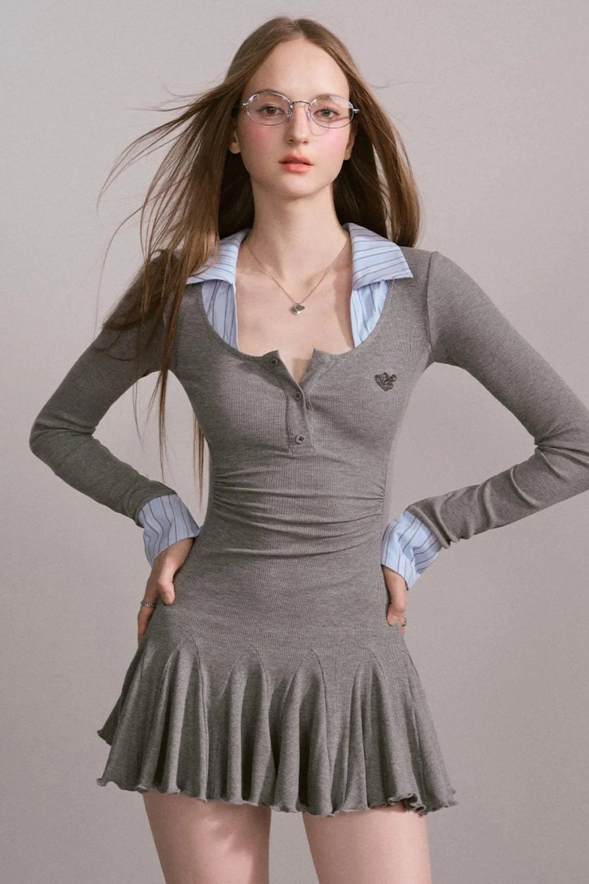 Luxury Gray Slimming Dress