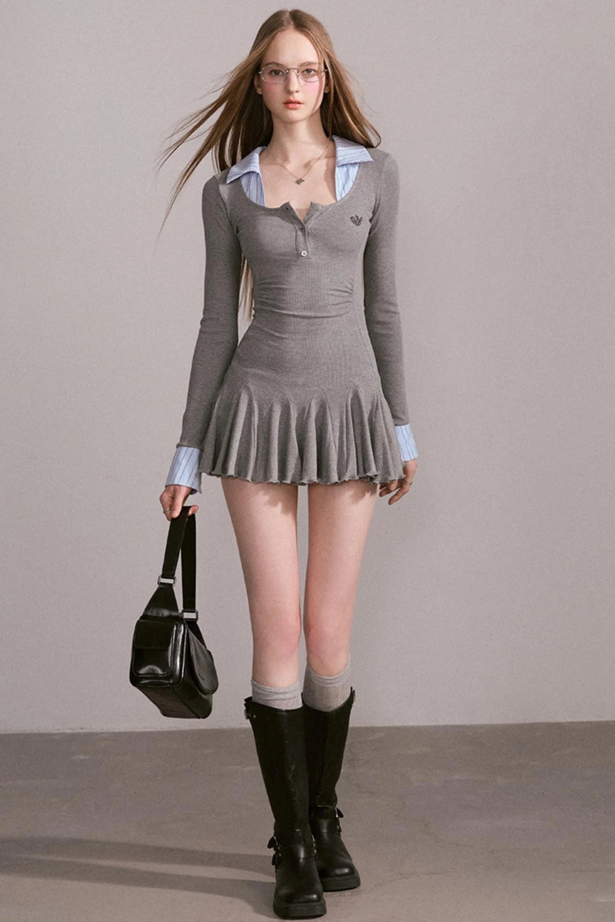 Luxury Gray Slimming Dress