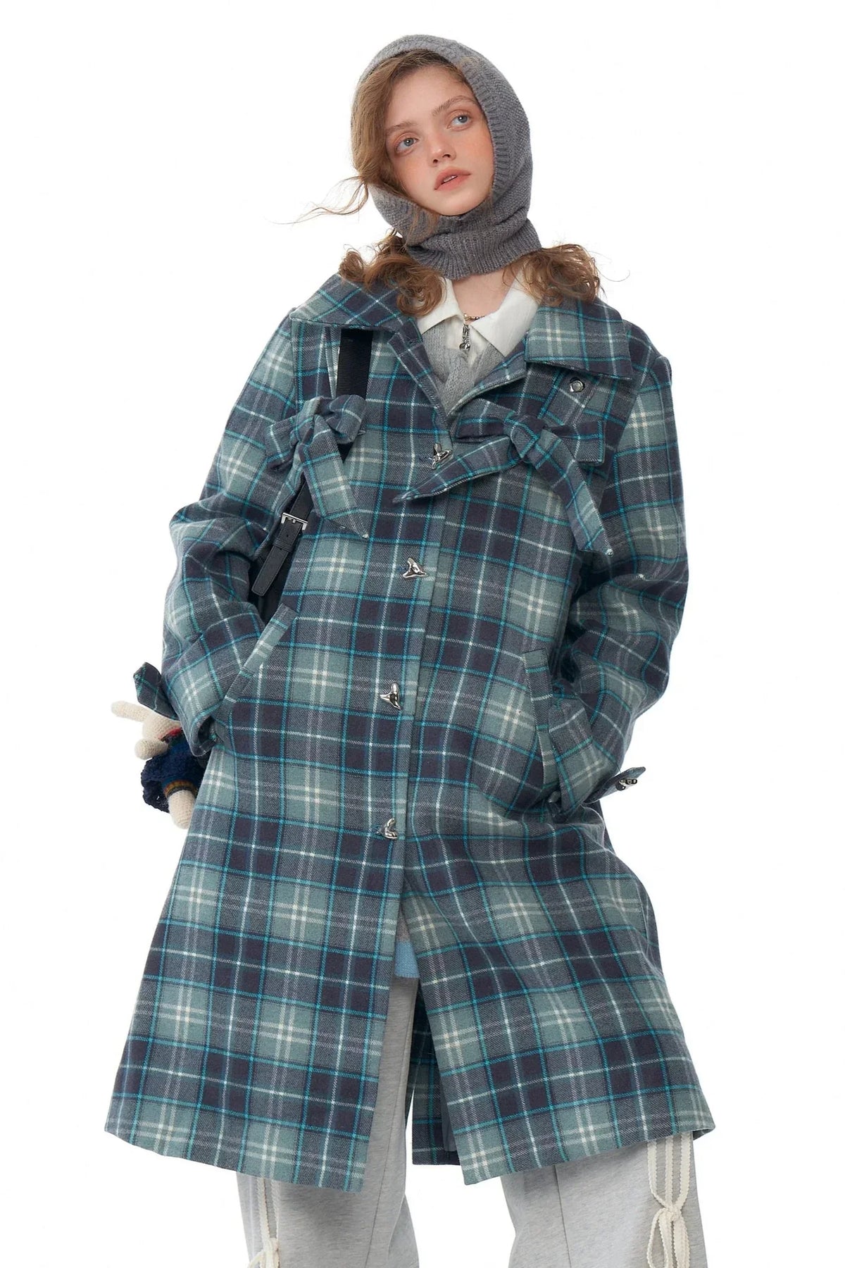 Luxury Tartan Mid-Length Coat