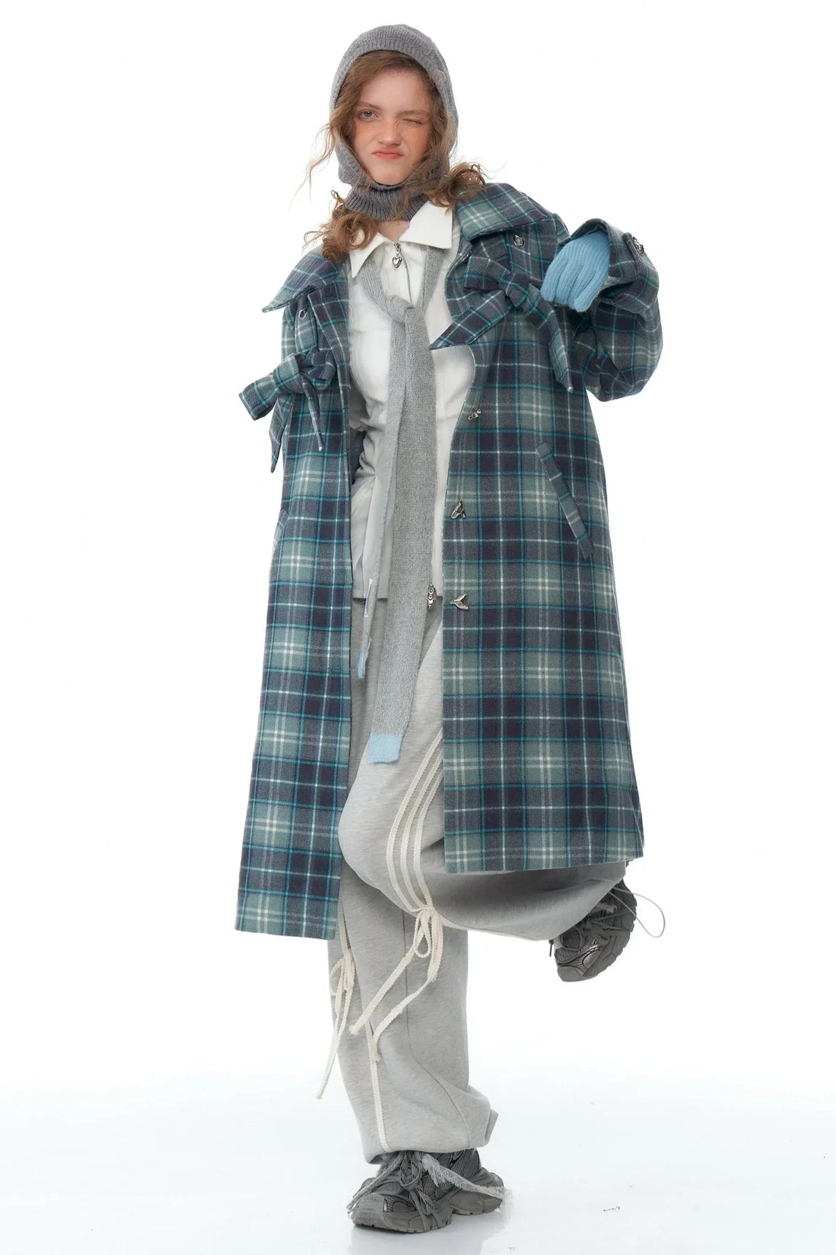 Luxury Tartan Mid-Length Coat